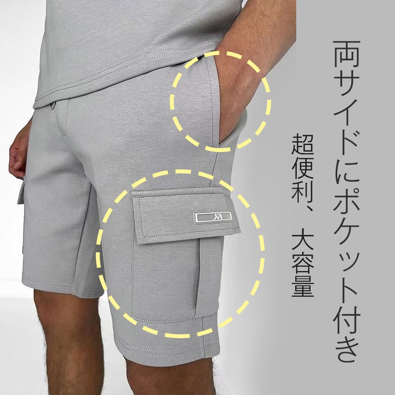 カジュアルメンズ半袖Tシャツ+ハーフパンツセットアップ カジュアルメンズ半袖Tシャツ+ハーフパンツセットアップ