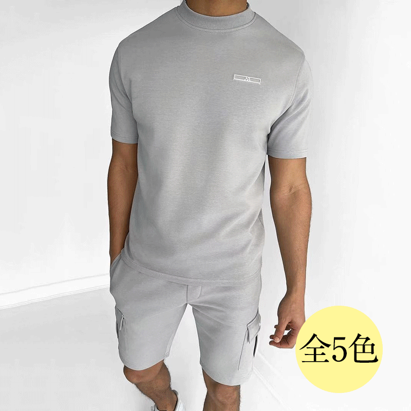 カジュアルメンズ半袖Tシャツ+ハーフパンツセットアップ カジュアルメンズ半袖Tシャツ+ハーフパンツセットアップ