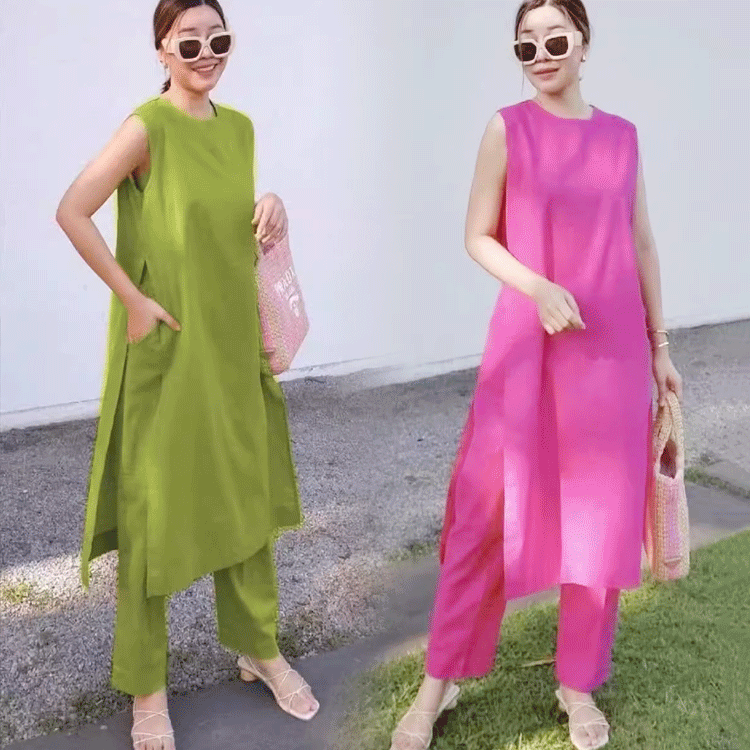 綿麻ワンピース+パンツ 綿麻ワンピース+パンツ