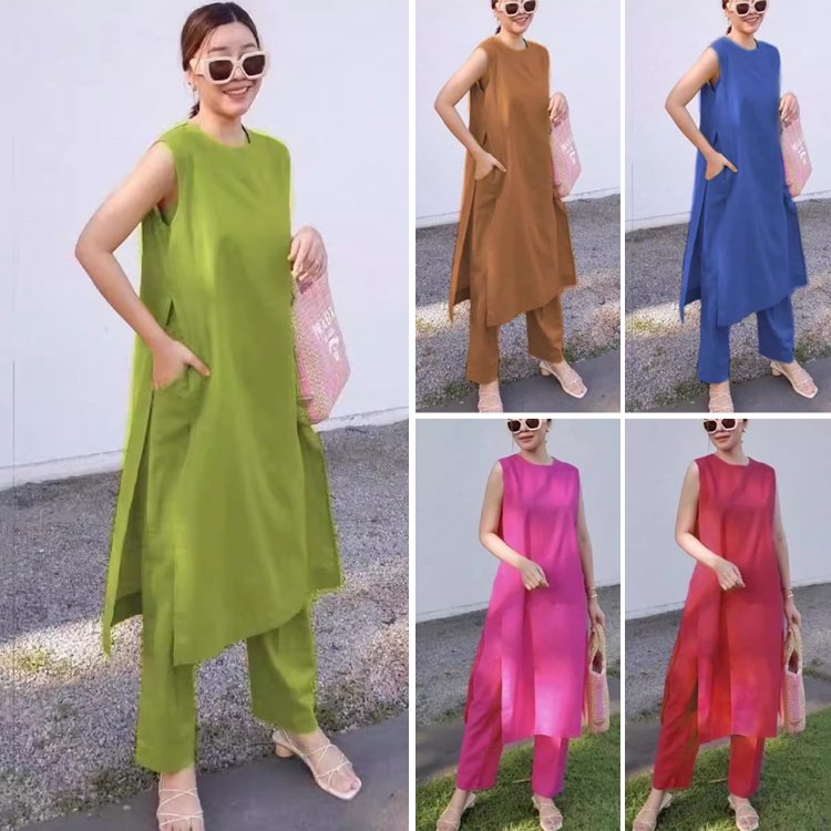 綿麻ワンピース+パンツ 綿麻ワンピース+パンツ