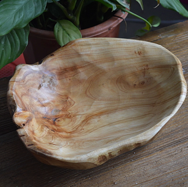 木製フルーツプレート、フルーツボウル、クリエイティブな家庭用木製ドライフルーツプレート、無垢材フルーツバスケット、リビングルーム、木製ルート彫刻、大きなフルーツプレート、送料無料